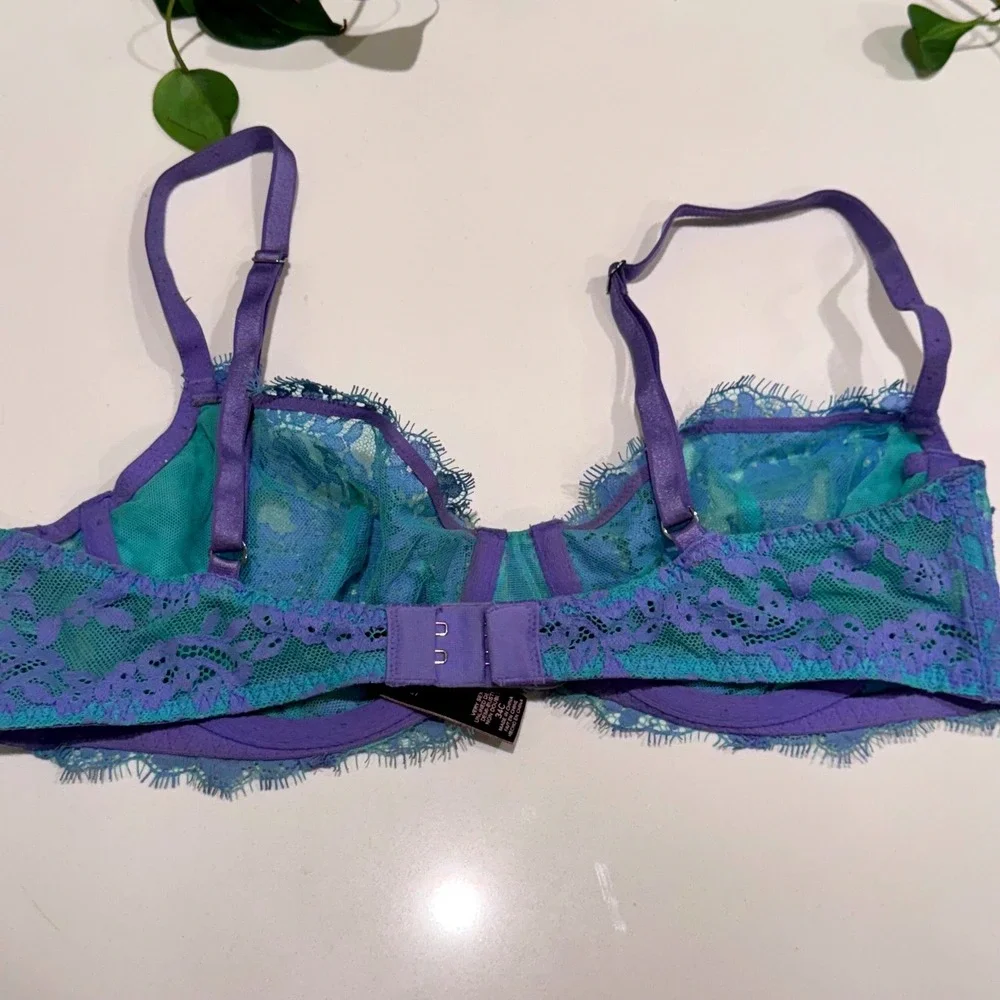 Victorias Secret Very Sexy Purple Teal Unlined‎ Demi Lace Bra 34C